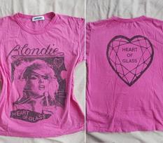 Reprint Blondie Heart Of Glass 2 sided Albums basic style Pink T shirt Unisex T-Shirt S
