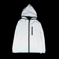 Fashion White Night Reflective Jackets Double Fabric Windbreaker Hooded Jacket Men Hip Hop Dancer Singer Waterproof Coats Outwear Men's XL pilka spalva
