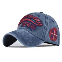 New Fashion Letter Baseball Hat Casual Snapback Hats Washed Cotton Baseball Cap Patchwork Hip Hop Caps Spring Summer Sun Hat 54-60cm tamsiai mėlyna spalva