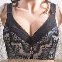 Didelio dydžio apatiniai didelėms krūtims pilnos kaušeliai su lankeliu Push Up Bra nuo nusmukimo plonas kempininis liemenėlė E nėriniai siuvinėjimas Seksualūs moteriški apatiniai 52/120 juoda
