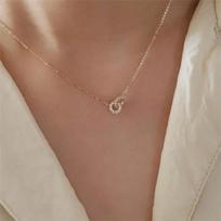 Korean Exquisite Pavé Crystal Geometry S925 Sterling Silver Pendant Necklace Women Fashion Charm Party Jewelry auksas