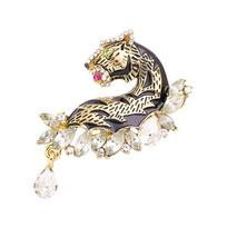 Rhinestone Tiger Brooches Women Men Party Casual Brooch Pins Gifts gray