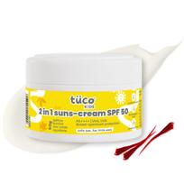 Tuco® Vaikams 2 viename veido kremas + Apsauginis kremas nuo saulės SPF 50 su šafrano aliejumi | UVA/UVB PA++++ | Plataus spektro | Amžius 2-5, 5-10, 10-15 | 50g | white