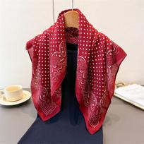 Polka Dot Cashew Herringbone Pattern Cotton And Linen Small Square Scarf Silk Scarf Imitation Velvet Headscarf Shawl Sun Protection Scarf 68 * 68Cm (1-3cm error)