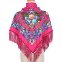 Ethic Style Floral Print Shawl Fringed Elegant Soft Warm Fall Winter Middle-Aged Elderly Women Square Blanket Scarf Neck Wrap EMA rožinė raudona spalva