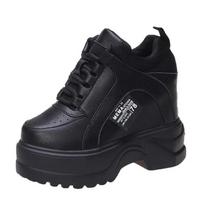 Balti platforminiai sportbačiai moterims, kvėpuojantys, laisvalaikio sportiniai bateliai, moteriški, madingi, storu padu, teniso bateliai, bėgimo bateliai „Zapatilla Chaussures Femme“ 34 juoda