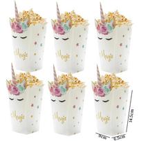 6/12pcs Unicorn Popcorn Box Unicorn Birthday Party Supplies Candy Cookie Snack Treat Box Baby Shower Birthday Party Supplies 14.5x9x6.5cm&DJS