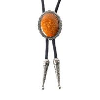 Gem Bolo Tie Women Men Unisex Vintage PU Leather Necktie Adult Rope Necklace Jewelry Adult Rodeos Tie Neck Bolo Tie
