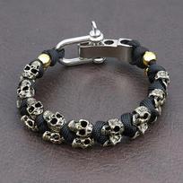 Mens Vintage Skeleton Paracord Bracelet Adjustable Gothic Braided Hand Jewelry Gift
