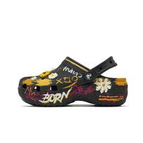 Crocs Classic Platform Clog Grafiti Pabudimas Patogūs Universalūs Trijų Matmenų Gėlių Skylutės Batai Unisex Juodi 33-34 juoda
