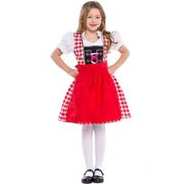 Kids Girls Maid Cosplay Holiday Dress Up Outfit German Traditional Beer School Activities Party Role-playing Costume S raudona