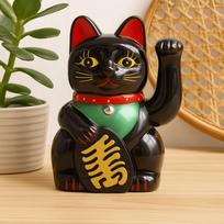 Maneki Neko Money Cat Figurine Black 15 cm