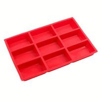 Silicone Mini Loaf Pan 9-Cavity Non-Stick Bread Pan Small Cornbread Baking Mold for Bread Cake Meatloaf Muffin raudona