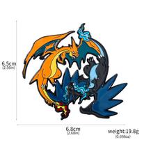 Anime Pokémon Charizard Enamel Brooch Metal Lapel Pin Cartoon Monster Fire Dragon Elf Gift for Fans Accessories