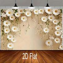 Romantic Hanging Daisy Backdrop Neutral Beige Floral Background Cloth for Bridal and Baby Showers 47.2x31.5inch/120*80cm