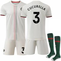 Paaugliams Vaikams Suaugusiems Individualus Vardas Futbolo Apranga 2025-26 Chelsea Išvykos #3 CUCURELLA Sporto Treniruočių Maikės Rinkinys su Kojinėmis 16