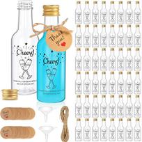 50 vnt. mini alkoholio buteliukų, 1,7oz/50ml mini vyno buteliukų, tuščių šotų buteliukų vynui, sultims, alkoholiui, gimtadienio, vestuvių šventės dovanėlėms 1.7oz 50ml
