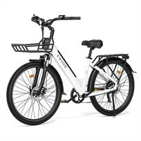 E-Bycco V1 Elektrinis dviratis 250W Variklis 36V15.6AH Nuimama Baterija Suaugusiems Kelionėms 28 colių Padanga Maksimalus Greitis 50KM/H E dviratis Su Krepšiu WHITE 250W 36V15.6AH