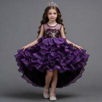Vaikų suknelės pasirodymams: Princesės stiliaus suknelė su šleifu vyresniems vaikams 100cm violetinė