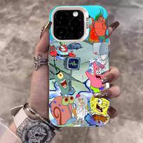Cartoon Cute S-SpongeBob Anime Phone Case For IPhone 17 16 15 14 11 12 13 Pro Max Pro Plus Colored Silver Cover iPhone 14 plus