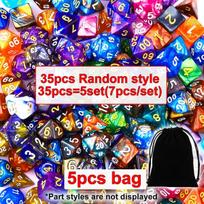 35Pcs Polyhedral DND Dice Set with Black Drawstring Pouch, Color-Coded Faces RPG/D&D Tabletop Game Accessories ZSY