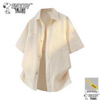 SNOOPY Men's Short Sleeve Lapel Shirt XL abrikosas
