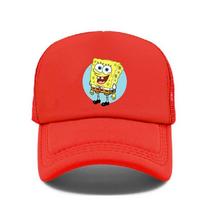 Madinga miela SpongeBobo paveiksliuko kepuraitė su snapeliu Animacinis vyrams moterims Vasarinė tinklinė kepurė nuo saulės Anime Reguliuojama apsauga nuo saulės Golfo kepurė Trucker kepurė raudona