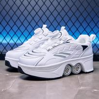 Boys/Girls Skate Roller Shoe Four-wheel Dual-use Roller Skates Double Row Walking Shoes Roller Skates Boys  Skate Shoes Girl Skate Shoes 34 balta