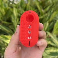 For Fiat 500 Doblo Florino Punto Qubo 3 Button Folding Silicone Car Key Cover Case Keychain Accessories Protect Skin Set Holder raudona