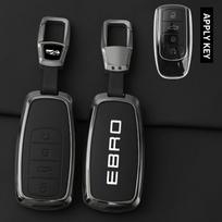 Metalinė odinė automobilio rakto dėklas dangtelis Chery EBRO S400 S700 S800 Jaecoo J7 7 Phev 2025 Omoda 5 9 C5 Premium 2026 Priedai black