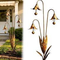 Metalinė gėlė trigubos mėlynosios varpelės sodo kuolas kiemo dekoracija su varpeliu Patvari atspari oro sąlygoms Rustic rankų darbo ornamentas takams terasoms veja 1PCS