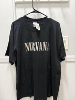 Vintažiniai Nirvana marškinėliai Vyriški XL Juodi Folijuoti Logotipai Grupės Marškinėliai 90-ųjų Kurt Cobain Unisex Marškinėliai M