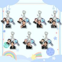 7pcs BTS Keychain with Army Bomb & Cartoon Charm, Bangtan Boys Photo & Cartoon Keyring, Kpop ARMY Fans Bag Pendant 7pcs