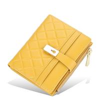 „Baellerry“ dirbtinės odos moteriškos mados piniginės Klasikinio prekės ženklo dizaino „Bifold“ piniginė plona užtrauktuku monetų piniginė 12cm*10cm*2cm geltona
