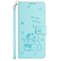 Light green Playful Cat-themed Leather Wallet Stand Function Phone Case for iPhone Samsung Huawei Honor Xiaomi Redmi Oppo Infinix Tecno Google... Sony Xperia 1 VII žalia