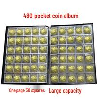 Monetų kolekcijos albumas - 480 vietų, fiksuoti puslapiai, proginės monetos organizatorius Black 480 coins