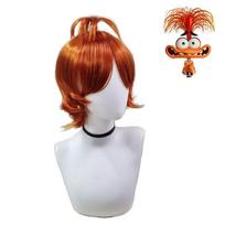 Anime inside out anxiety Orange Wig Cosplay Wig Short Orange Curly Heat Resistant Synthetic Hair Wigs inside out 2 anxiety wig Orange-