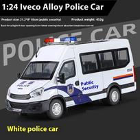 1:24 Mastelio IVECO Policijos Lydinio Automobilis Metalinis Modelis Garsas ir Šviesa Atgal Traukiamas Žaislas Interjero Papuošalai Vaikų Žaislai Dovanos Doiplay