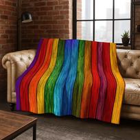 Vaivorykštės Retro Medinė Lenta Juoda Ruda Medžio Rašto Flanelinis Antklodė, Jaukus Minkštas Užklotas Namams Miegamajam Lovai Sofai Dangalas Dovana 75x90cm