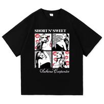 2026 New Sabrina Carpenter Short N Sweet Tour TShirt Fashion Vintage TShirt Womens High Quality Tees Shirts S beige