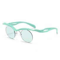 Luxury Designer Women Round Rimless Sunglasses Vintage Circle Shape Unique Cutting Lens UV Protection
