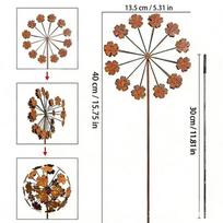 1set Vintage Dandelion Garden Sculptures, 3D Sphere Flower Stakes for Gardening,Rustic Metal Plant Art with Manual Petal Opening