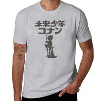 Conan ateities berniukas marškinėliai juodi individualūs mielos viršūnės vyriški grafiniai marškinėliai hip hopas - Vyriški vasariniai medvilniniai grafiniai marškinėliai S įvairiaspalvis