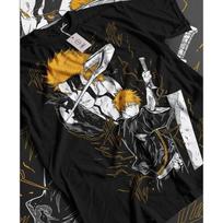 Bleach Ichigo T-Shirt Kurosaki Moon Kawai Anime Manga Black Tshirt Tee ALL SIZES - Men's Summer Cotton Graphic Tee S įvairiaspalvis
