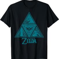 Legend of Zelda Mėlynai žalias Triforce simbolis Grafinis T-shirt - Vyriškas vasaros medvilninis grafinis marškinėlis S įvairiaspalvis