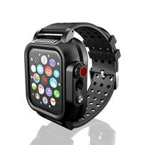 Atsparus vandeniui dėklas Apple Watch 44mm 40mm 42mm 38mm Silikoninis dėklas + Apsauginis dangtelis iWatch Series 6 5 4 3 SE Dirželio priedai 40mm juoda