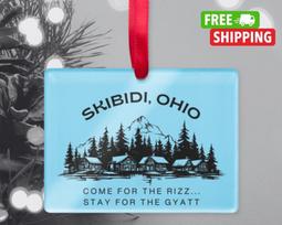 Juokingas Skibidi Ohio Kalėdinis papuošalas Rizzler Skibidi Tualetas Kūčios Ohio Rizz Unisex Marškinėliai S