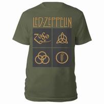 Led Zeppelin auksiniai simboliai juodame kvadratėlyje T-shirt žalia nauja unisex T-shirt XXL