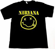 NIRVANA Smiley Face Tour T-shirt Kurt Cobain Rock Tee Men's Black New Unisex T-Shirt S