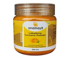 Anamaya Lakadong Turmeric Powder from Meghalaya | High Curcumin Lakadong Haldi | 7-9% Curcumin Content | 200g Natural Haldi Powder | Packed in a